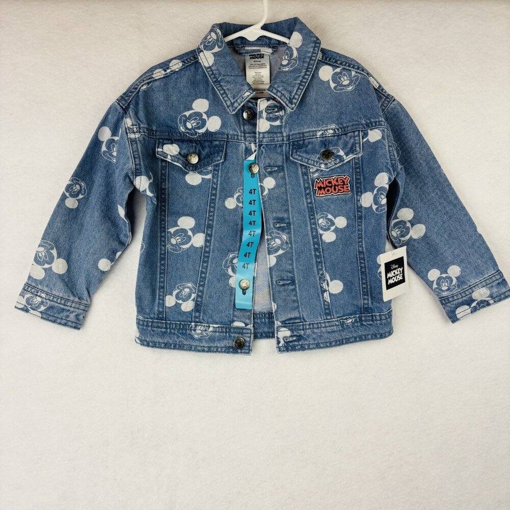 Mickey Mouse Denim Jacket 4T Toddler Boys Girls Disney World Pockets Button NWT
